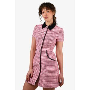 Maje Pink Tweed Snap Front Mini Dress 36 AS SEEN ON TV